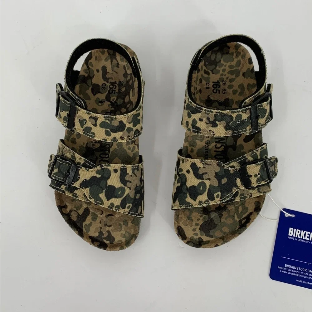 Birkenstock New York sandal camo khaki green back strap adjustable child 26 8